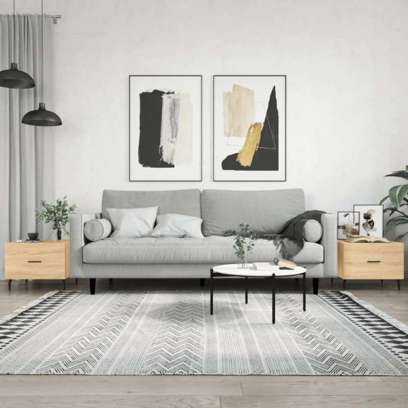 Sofaborde 2 stk. 50x50x40 cm Sonoma-eg med skuffe
