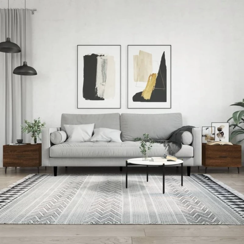 Sofaborde 2 stk 50x50x40 cm i konstrueret træ, egetræsfarve