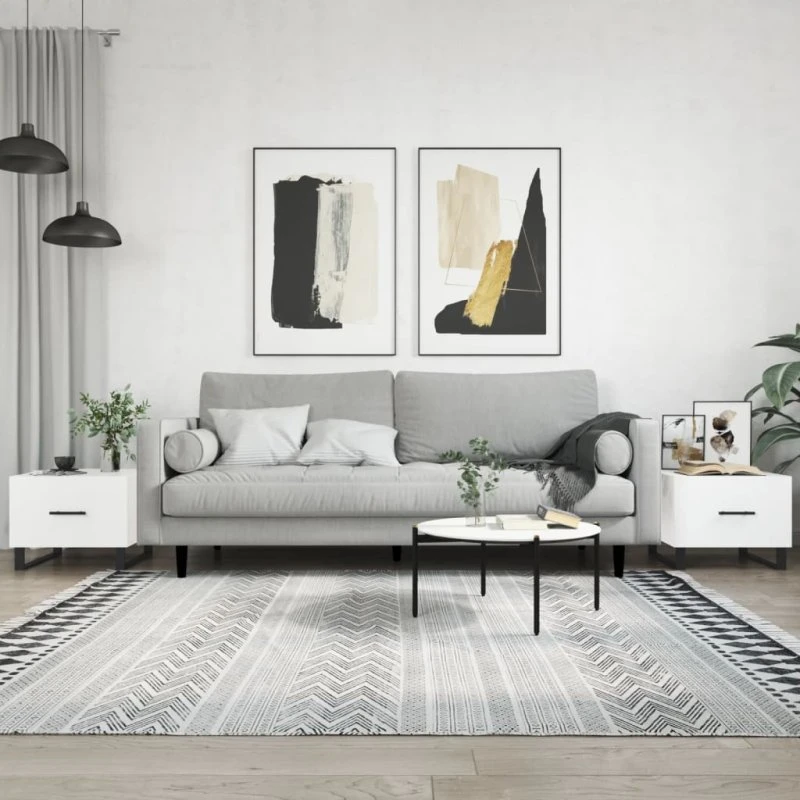 Sofaborde 2 stk. 50x50x40 cm hvid højglans