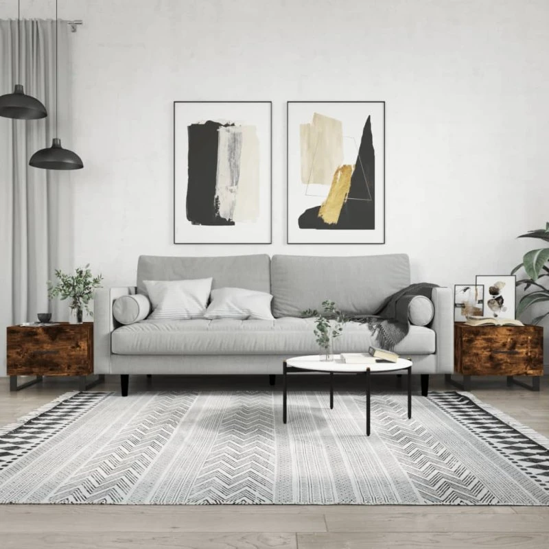 Sofabord sæt 2 stk 50x50x40 cm - røget egetræ
