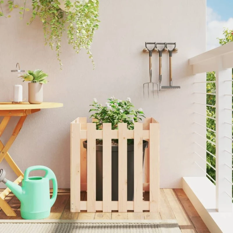 Plantekasse i massivt fyrretræ 60×60×60 cm (stakit)