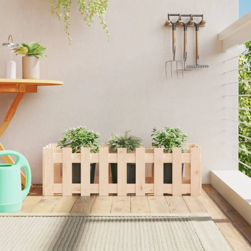 Højbed i massivt fyrretræ 100x30x30 cm – stakitdesign