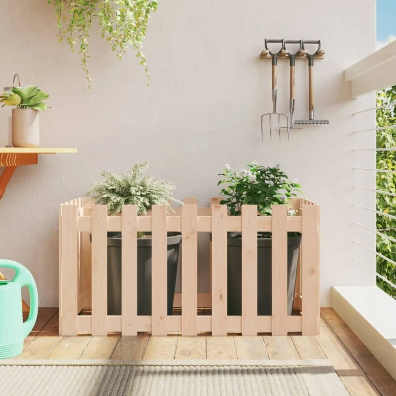 Højbed 100x50x50 cm i massivt fyrretræ med stakitdesign