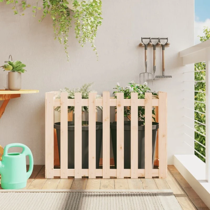 Højbed 100x50x70 cm i massivt fyrretræ - stakitdesign