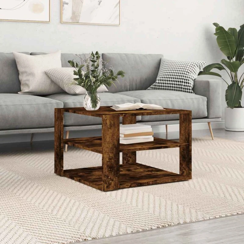 Sofabord i konstrueret træ 59x59x40 cm – røget eg