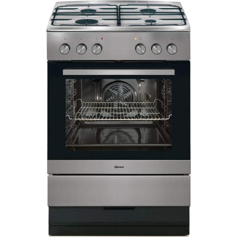Gram GK5610-90X gaskomfur med varmluftovn, rustfrit stål