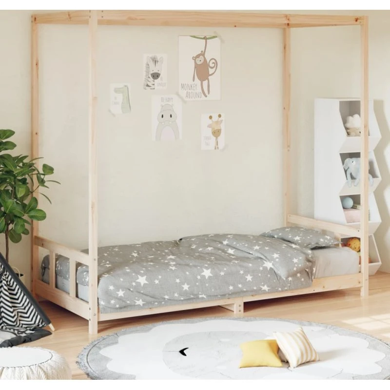 Sengeramme til juniorseng 90x200 cm i massivt fyrretræ