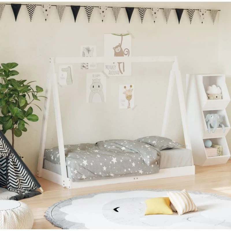 Juniorseng 70x140 cm i massivt fyrretræ – hvid