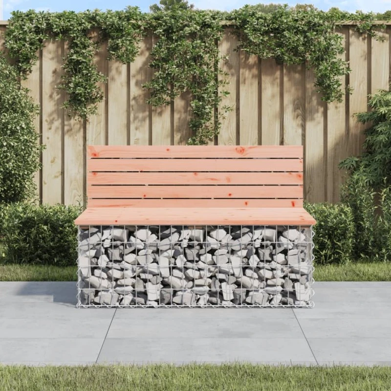 Havebænk i douglasgran med gabiondesign 103x70x65 cm