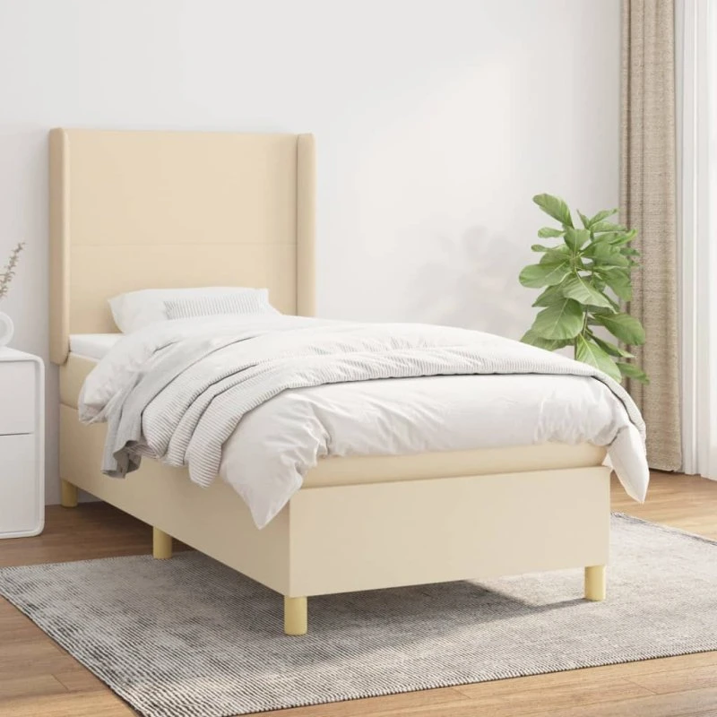 Kontinentalseng 90x200 cm med madras – creme stof