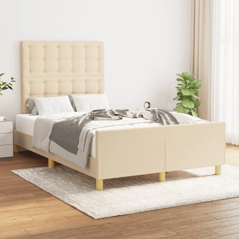Sengeramme 120x200 cm i creme stof med sengegavl