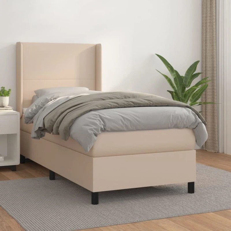 Kontinentalseng 90x200 cm i cappuccino kunstlæder