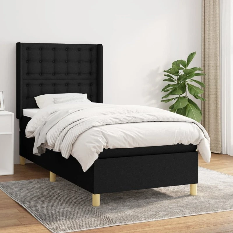 Kontinentalseng 100x200 cm med madras – sort stof