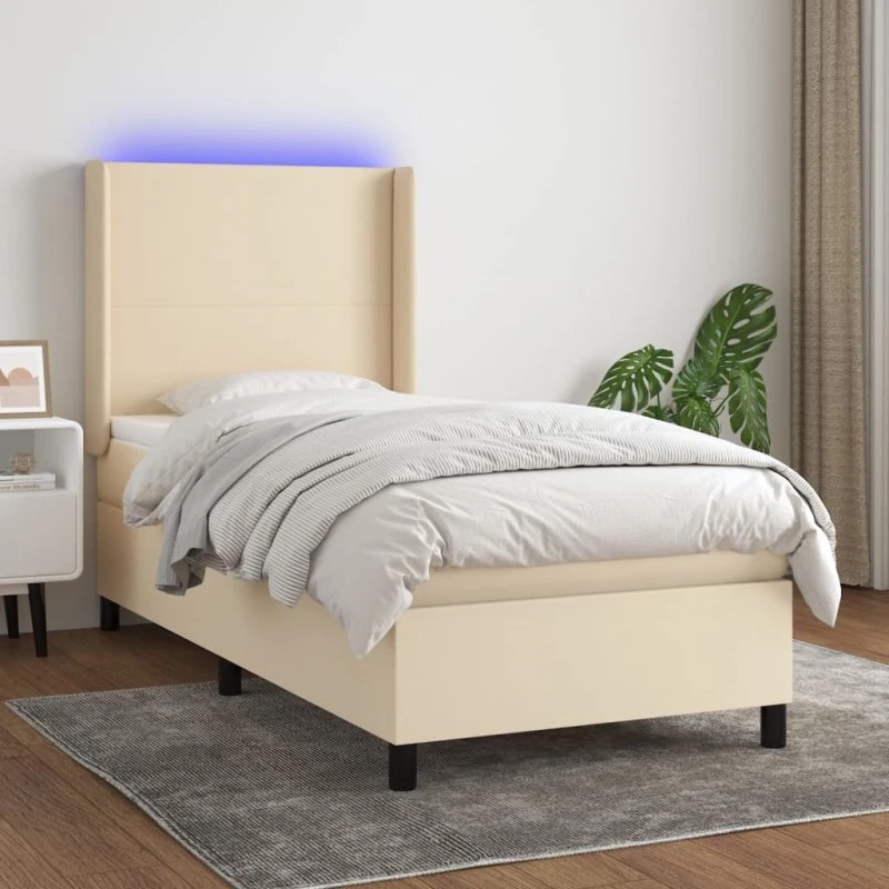 Kontinentalseng 80x200 cm med LED og justerbar gavl