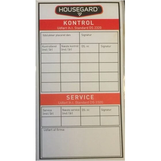 Housegard Kontrolmærkat til pulverslukker 6 kg