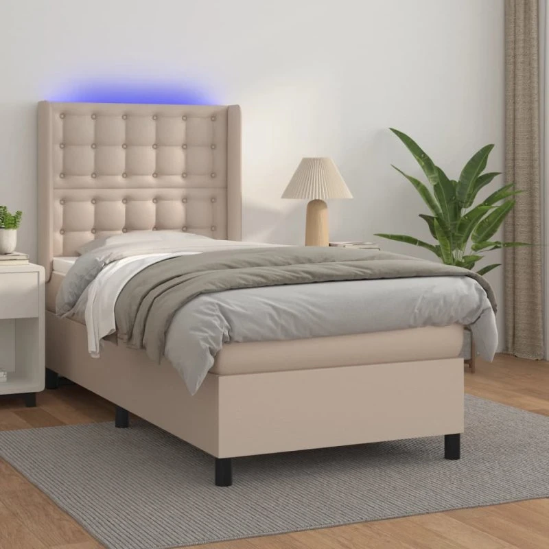 Kontinentalseng 90x190 cm cappuccino med LED-lys