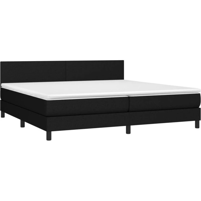 Kontinentalseng 200x200 cm med LED-lys, sort stof