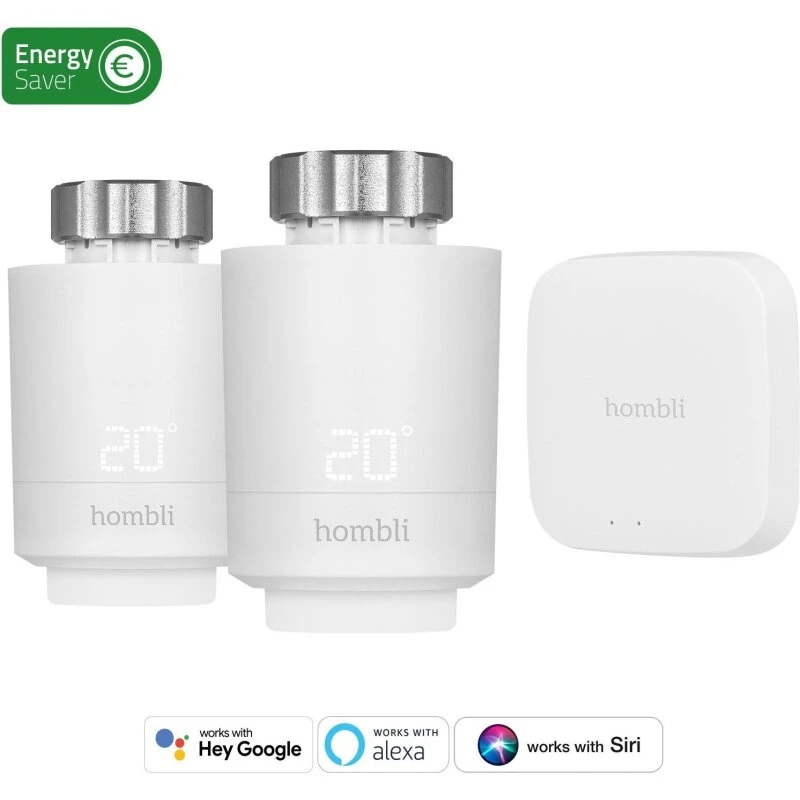 Hombli Smart Radiator Termostat Startsæt (2 stk + Bluetooth-bro)