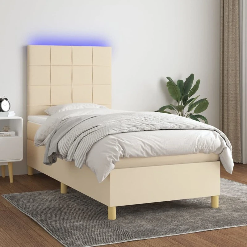 Kontinentalseng 90x190 cm i creme med LED-lys