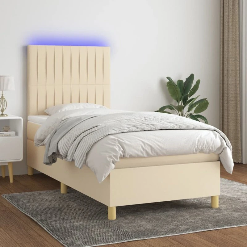 Kontinentalseng 80x200 cm med LED i creme stof
