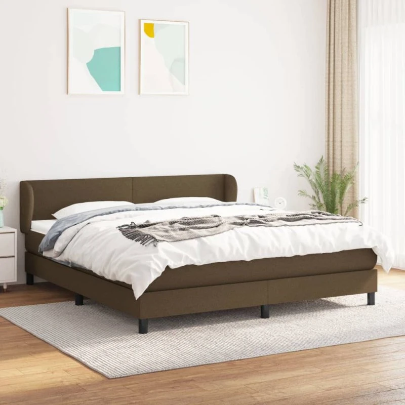 Kontinentalseng 160x200 cm med pocketmadras – mørkebrun stof
