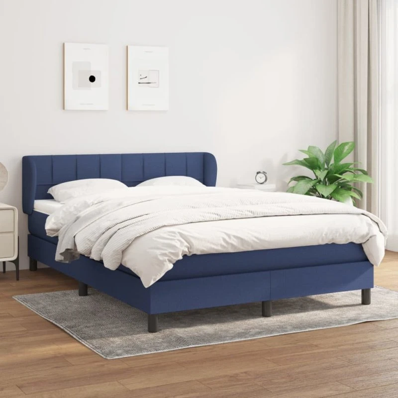 Kontinentalseng med madras 140x190 cm – blå stof
