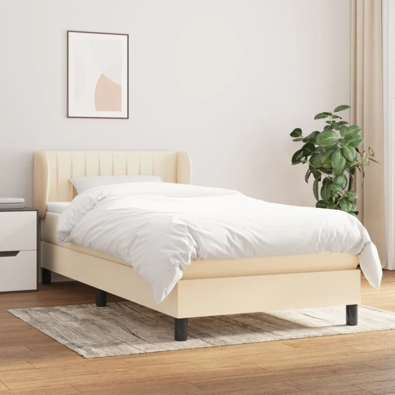 Kontinentalseng 90x200 cm med pocketmadras i creme stof
