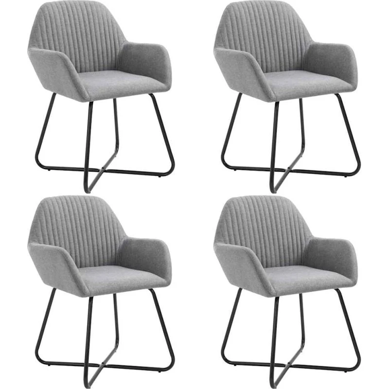 Spisebordsstole 4 stk. stof lysegrå med stålben