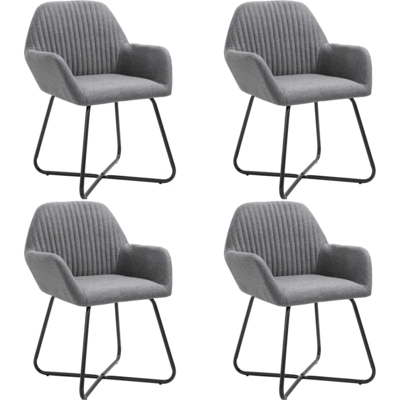 Spisebordsstole 4 stk. stof mørkegrå med armlæn