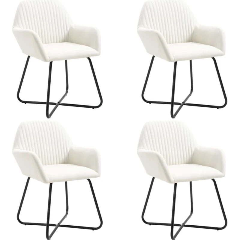 Spisebordsstole 4 stk. creme stof med armlæn