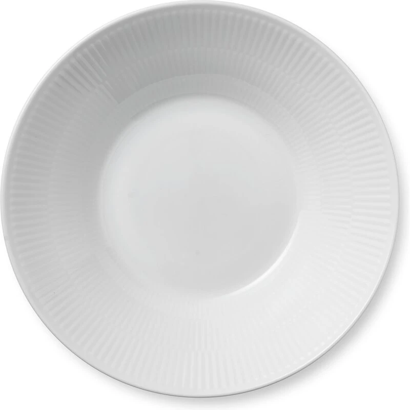 Royal Copenhagen Hvid Riflet dyb tallerken, 24 cm