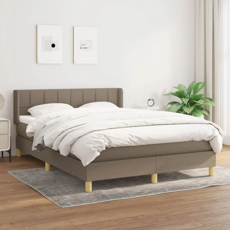 Kontinentalseng 140x190 cm med pocketmadras i gråbrun stof