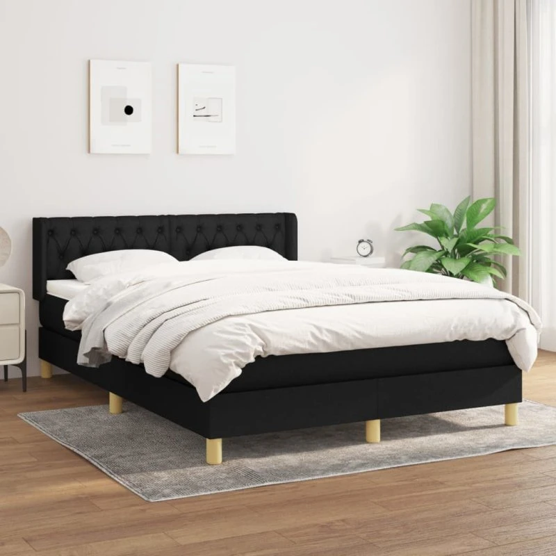 Kontinentalseng 140x190 cm med madras - sort stof