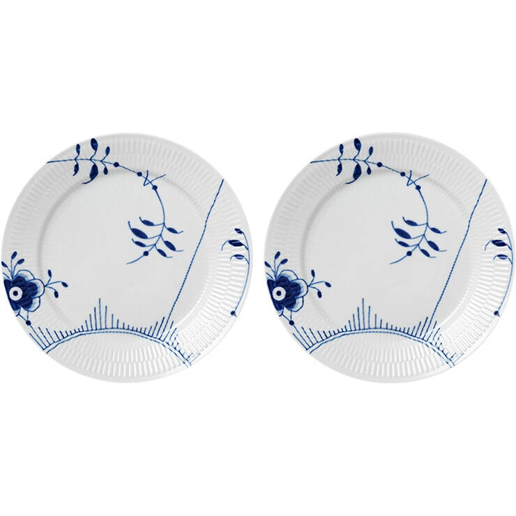 Royal Copenhagen Blå Mega Riflet Middagstallerken 27 cm, 2 stk.