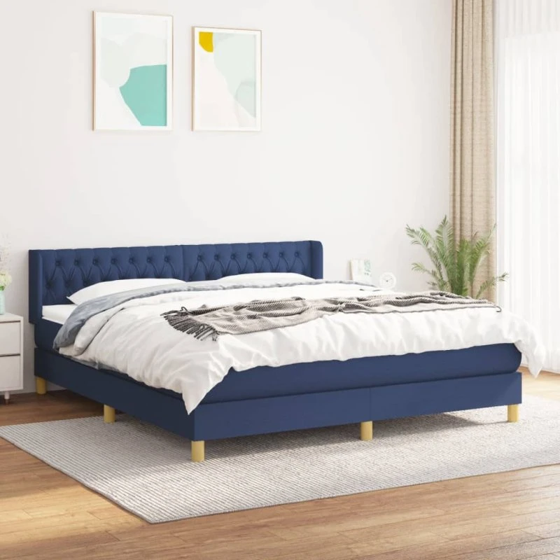 Kontinentalseng med madras 180x200 cm - Blåt stof