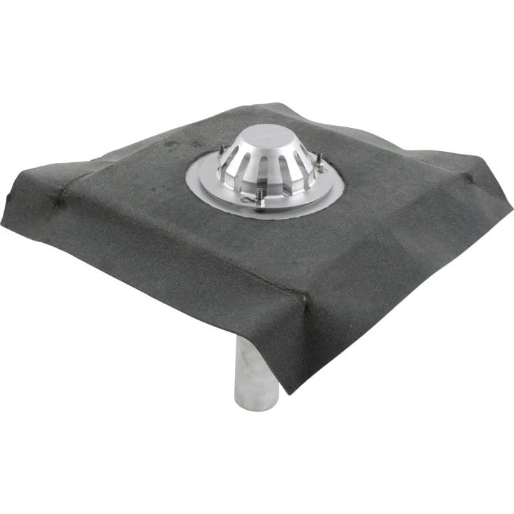 Tagafløb AISI304 til tagpap, flange 400x400 mm, ø75 mm