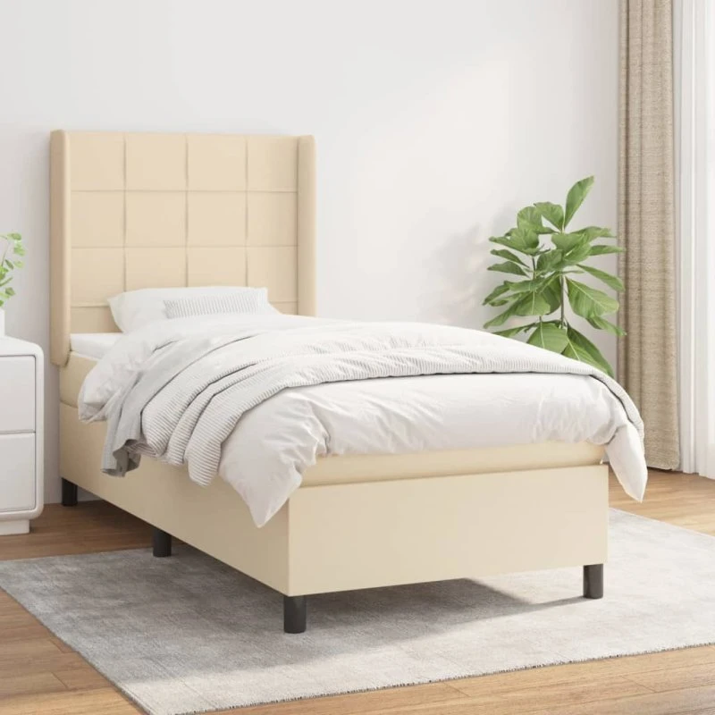 Kontinentalseng med madras 90x190 cm i creme stof