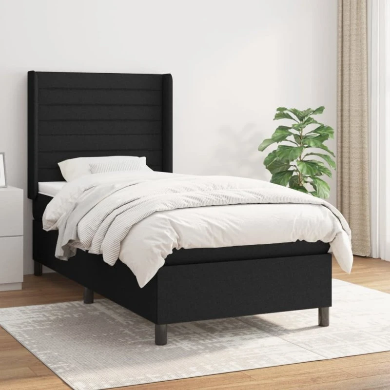 Kontinentalseng 100x200 cm med madras – sort stof