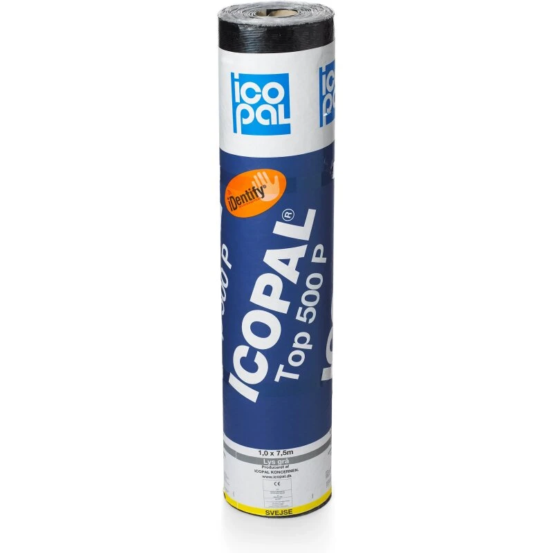 Icopal Top 500 P tagpap 0,6x7,5 m sort (u/klæbekant)