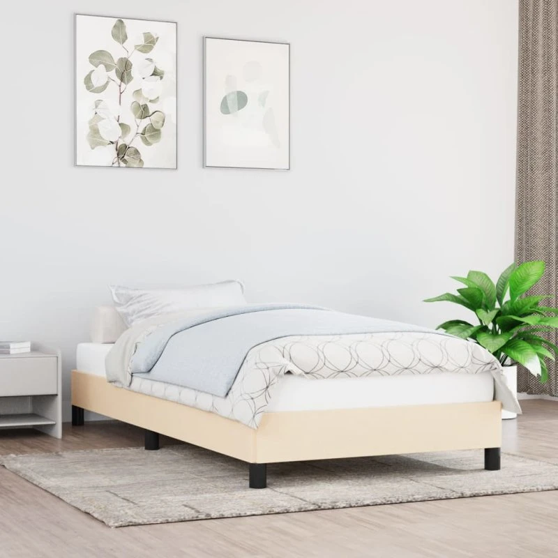 Sengeramme 80x200 cm i creme stof (uden madras)