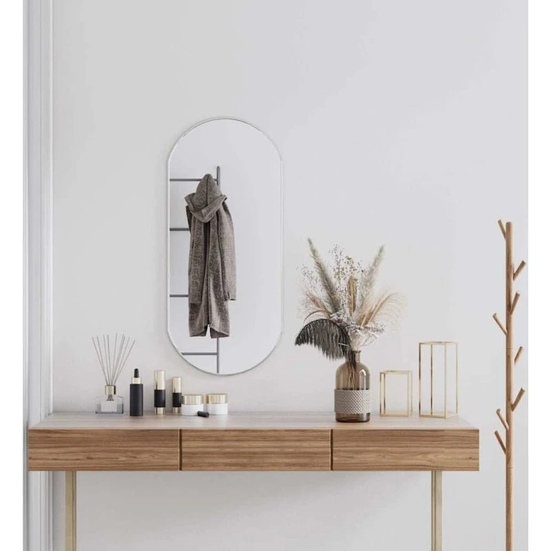 Ovalt vægspejl 90x40 cm - sølvramme