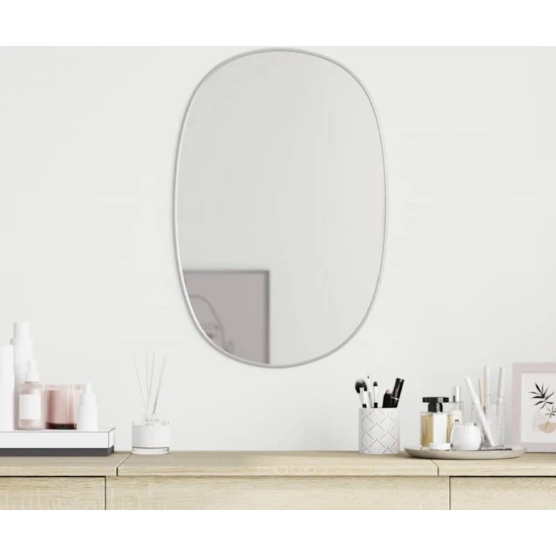 Vægspejl 50x35 cm sølv - PVC-ramme, klart glas