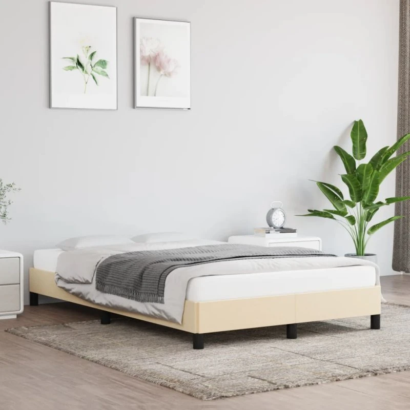 Sengeramme 120x200 cm i creme stof — uden madras