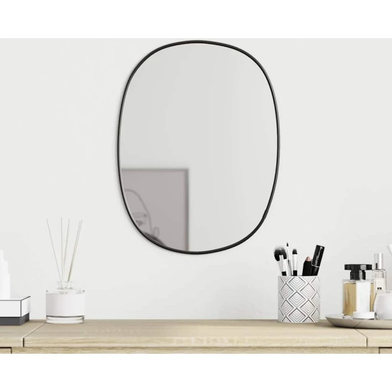 Vægspejl 40x30 cm sort – minimalistisk PVC-ramme