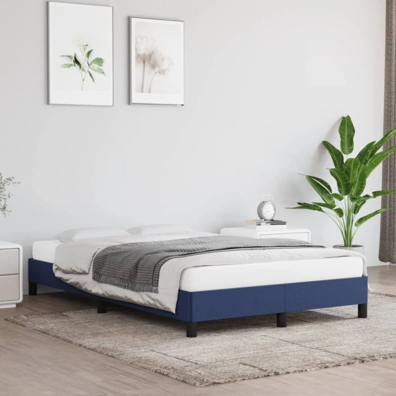 Sengeramme 120x200 cm i blåt stof – uden madras