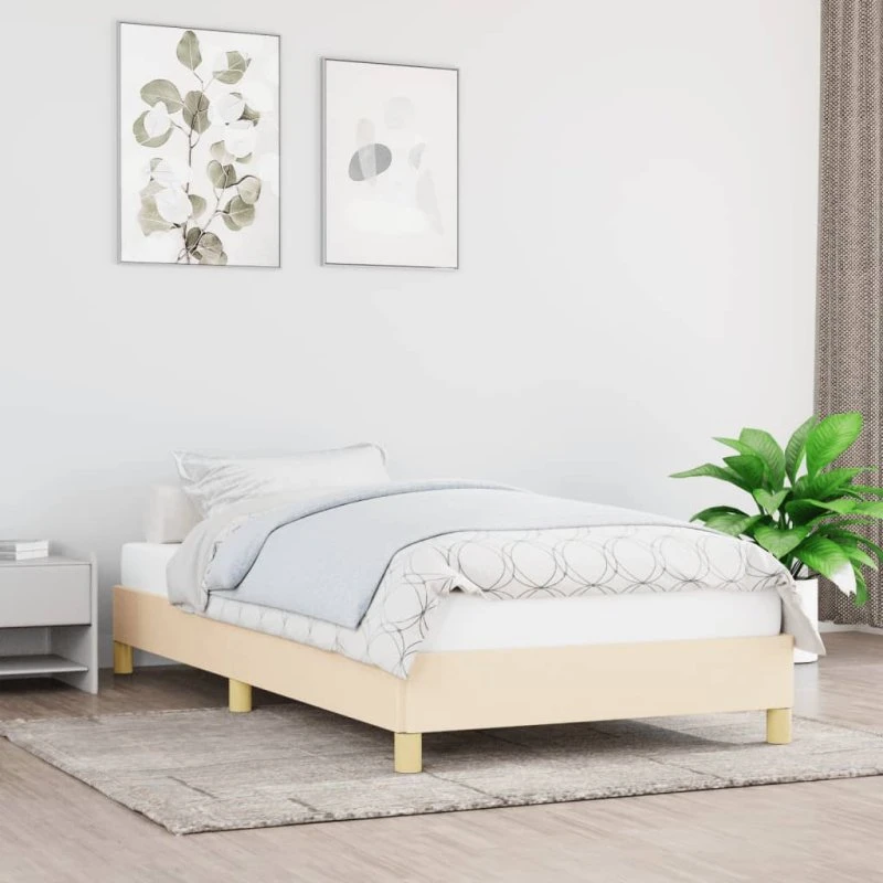 Sengeramme 80x200 cm i creme stof – uden madras