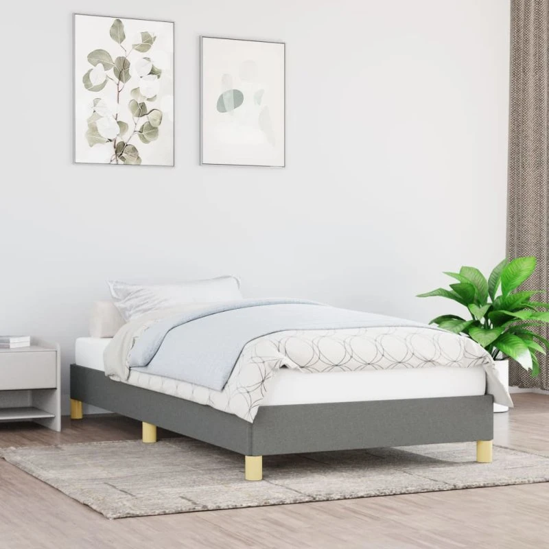 Sengeramme 90x190 cm mørkegrå stof – uden madras