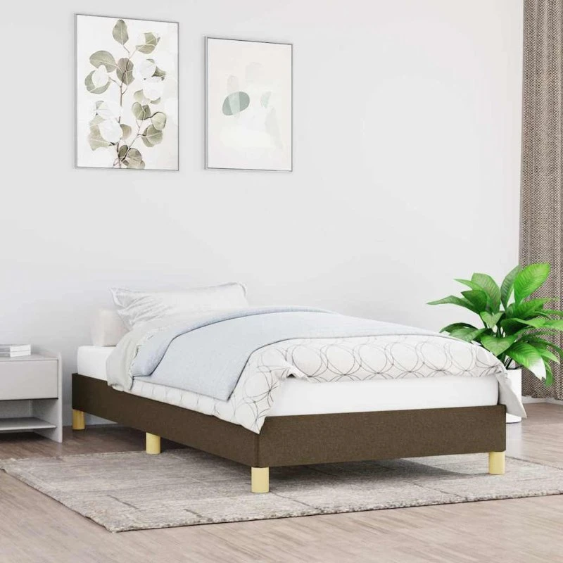 Sengeramme 90x190 cm uden madras – Mørkebrun stof