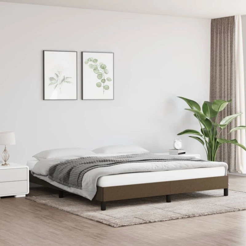 Sengeramme i stof 160x200 cm – mørkebrun (uden madras)