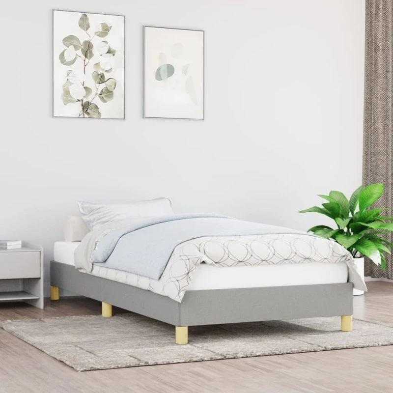 Sengeramme 100x200 cm i lysegråt stof – uden madras